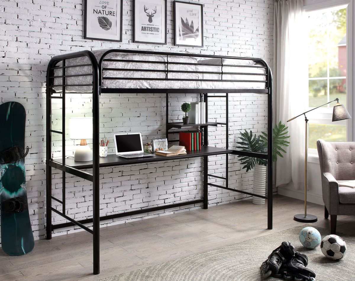 Opal III Black Twin Loft Bed