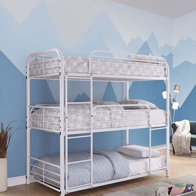 Opal White Twin Triple Decker Bed