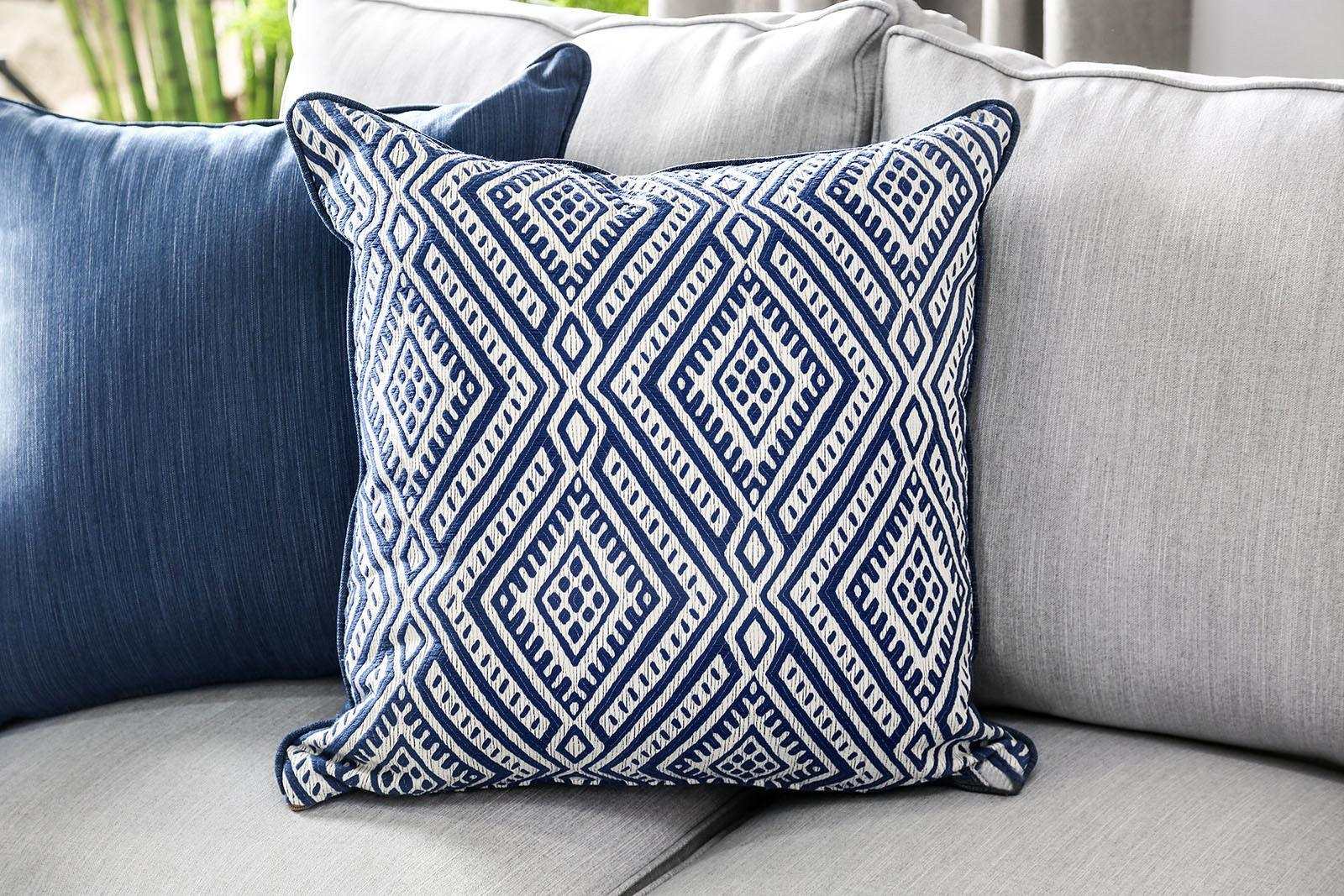 Ornella Light Gray & Blue L Shape Sectional Sofa