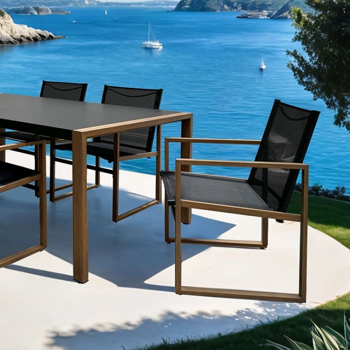 Oswego Black-Natural 7 Piece Outdoor Dining Set