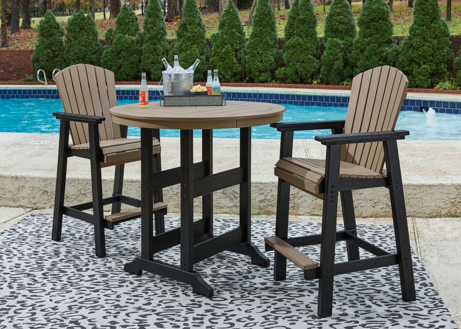 Fairen Trail Outdoor Bar Table and 2 Barstools