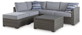 Petal Road Outdoor Loveseat Sectional/Ottoman/Table Set (Set of 4) image