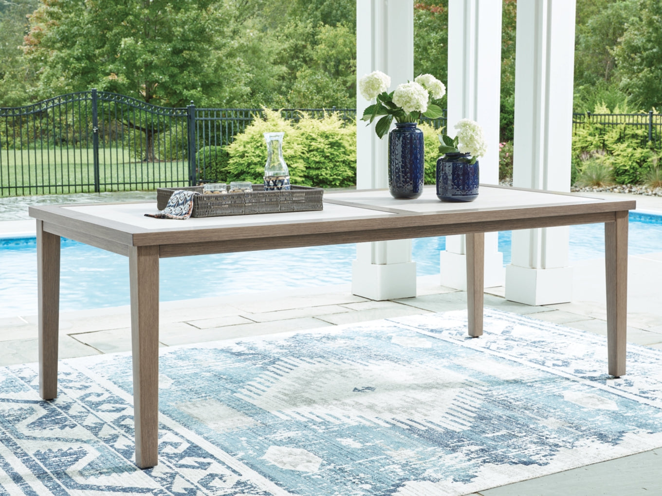 Rainier Ranch RECT Dining Table with Umbrella Option