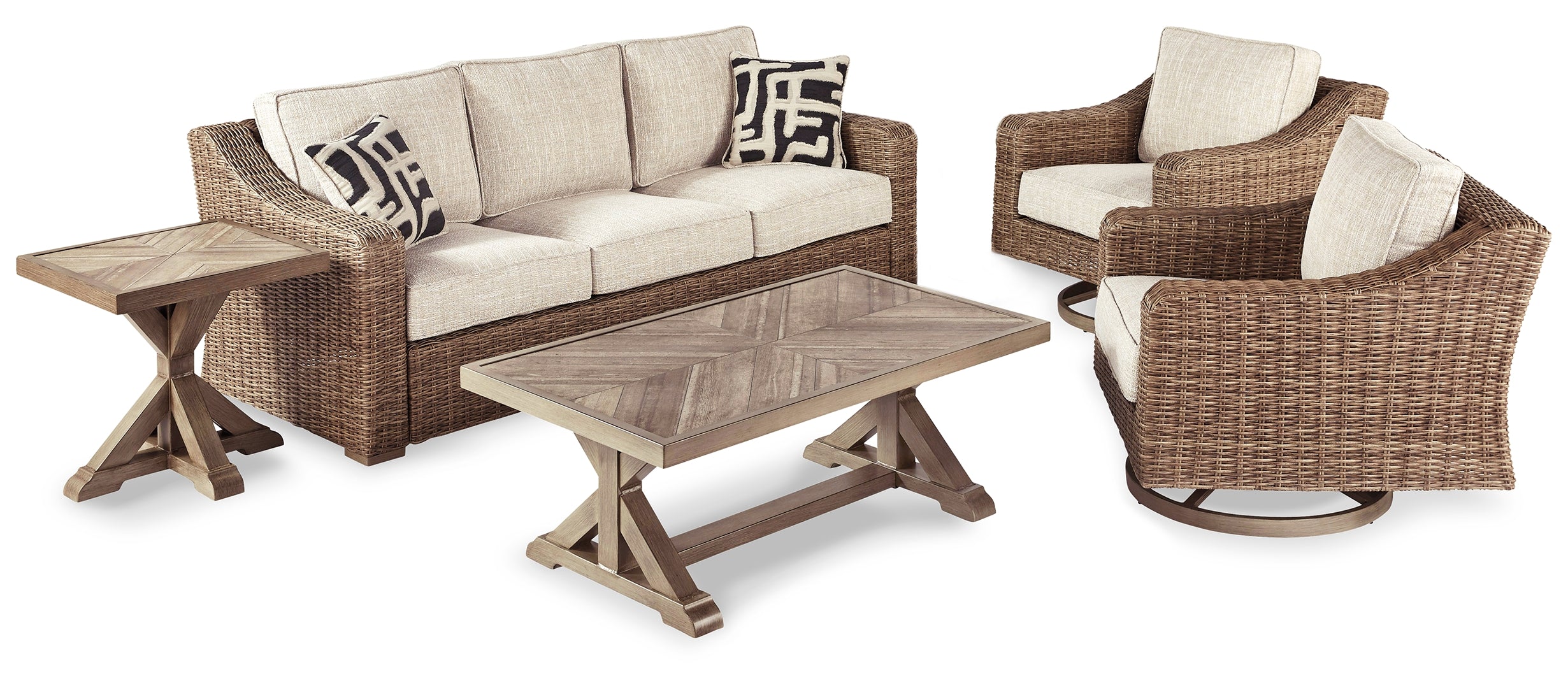 Outdoor Sofa with Coffee Table and End Table