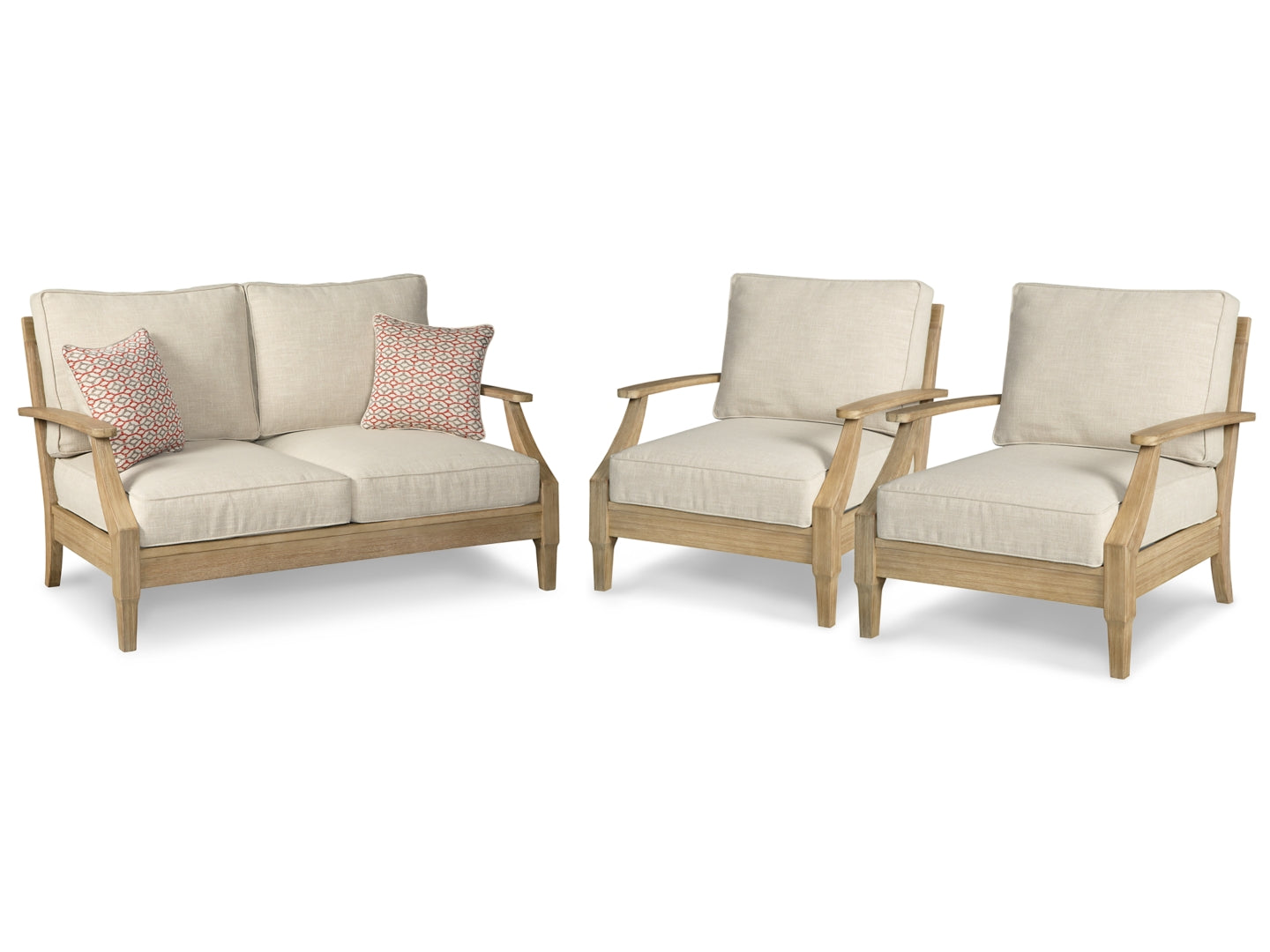 Clare View Outdoor Loveseat and 2 Lounge Chairs with Coffee Table and 2 End Tables