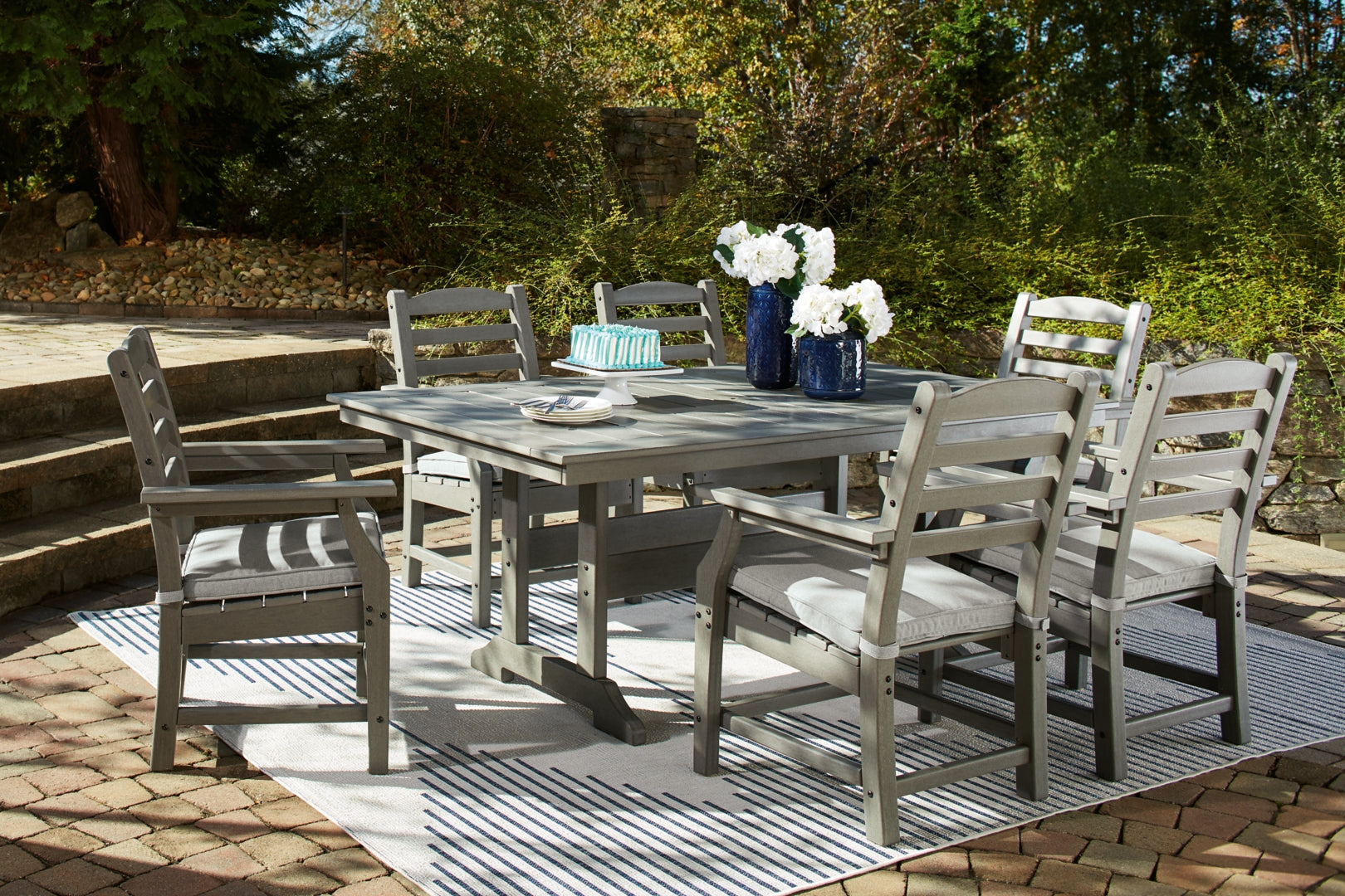 Visola Outdoor Dining Table and 4 Chairs and Bench