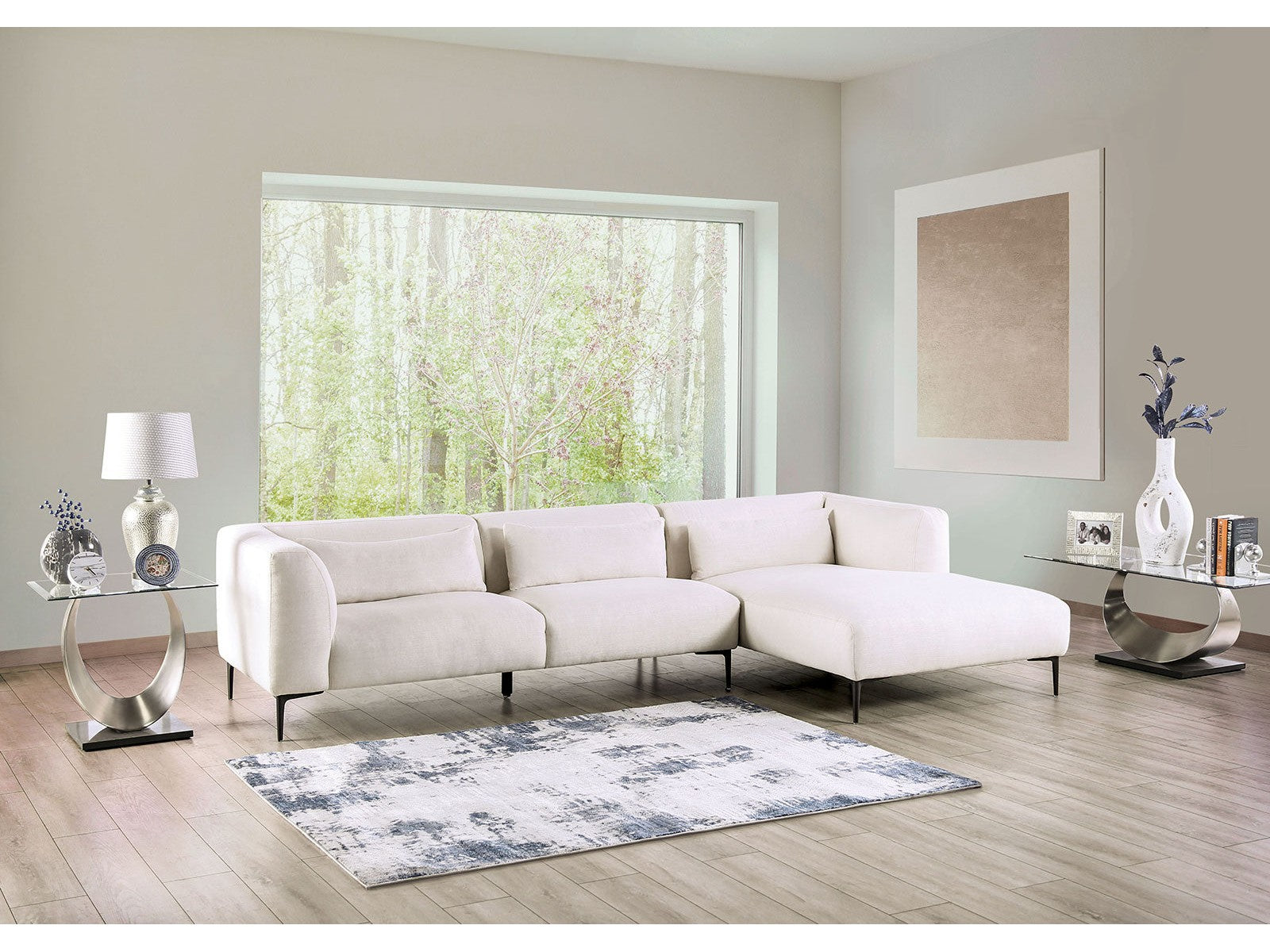 Paderborn Linen White Right Chaise Sectional