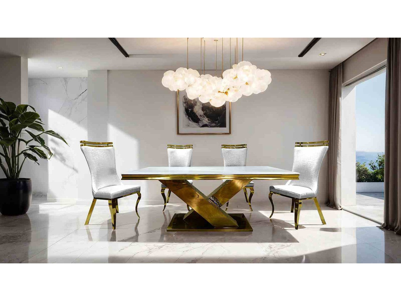 Palazzo Gold/Black 7 Pc. Dining Table Set
