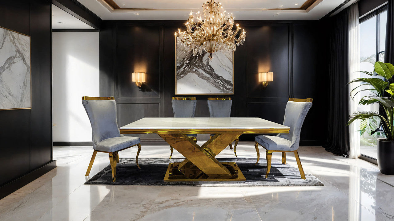 Palazzo Gold/Black 7 Pc. Dining Table Set