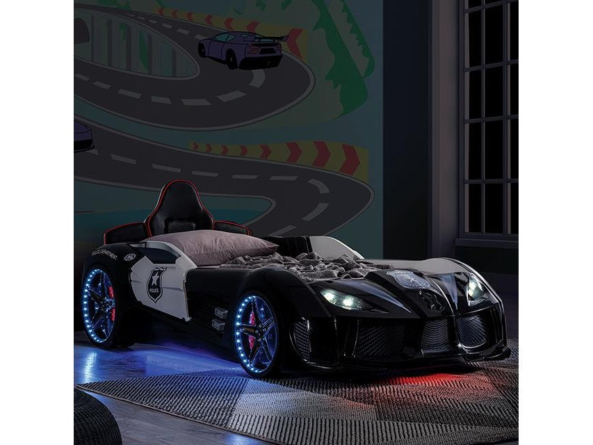 Patrolene Black/White Car Bed / Twin