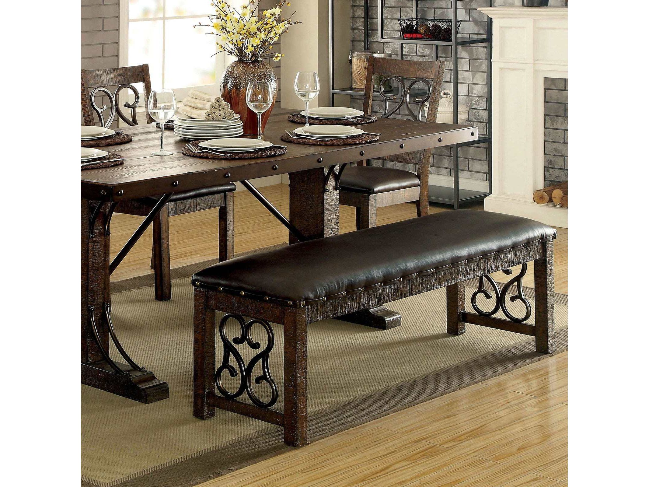 Paulina Rustic Walnut & Espresso Bench