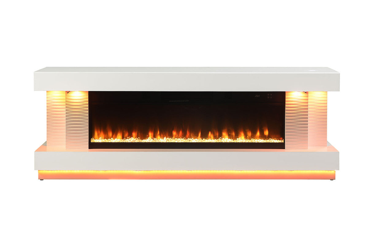 Peseux White 71" TV Stand w/ Electric Fireplace