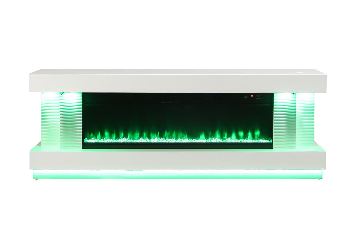 Peseux White 71" TV Stand w/ Electric Fireplace