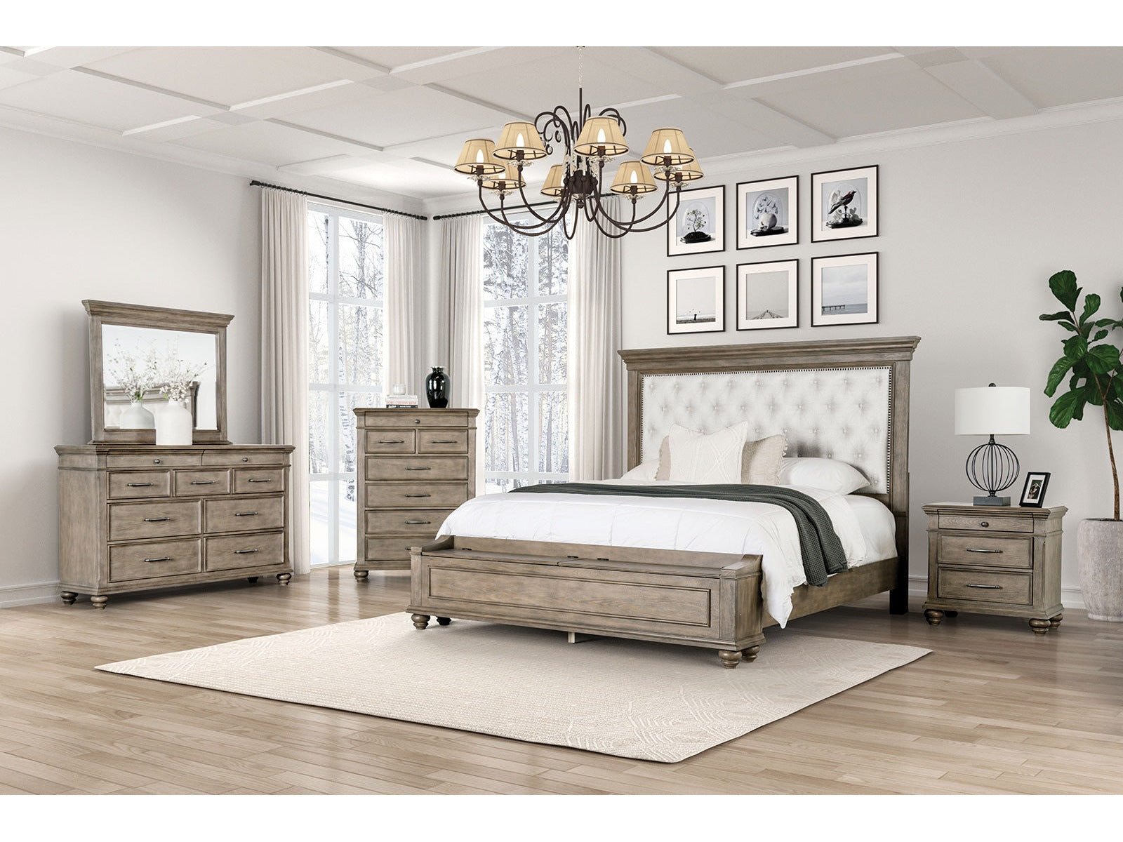 Philomath Aged Oak 5 Pc. Queen Bedroom Set w/ 2NS