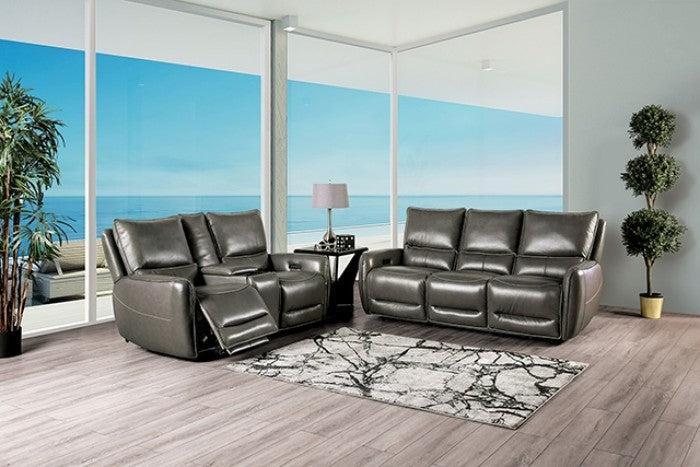 Phineas Gray Top Grain Leather Match Power Reclining Sofa