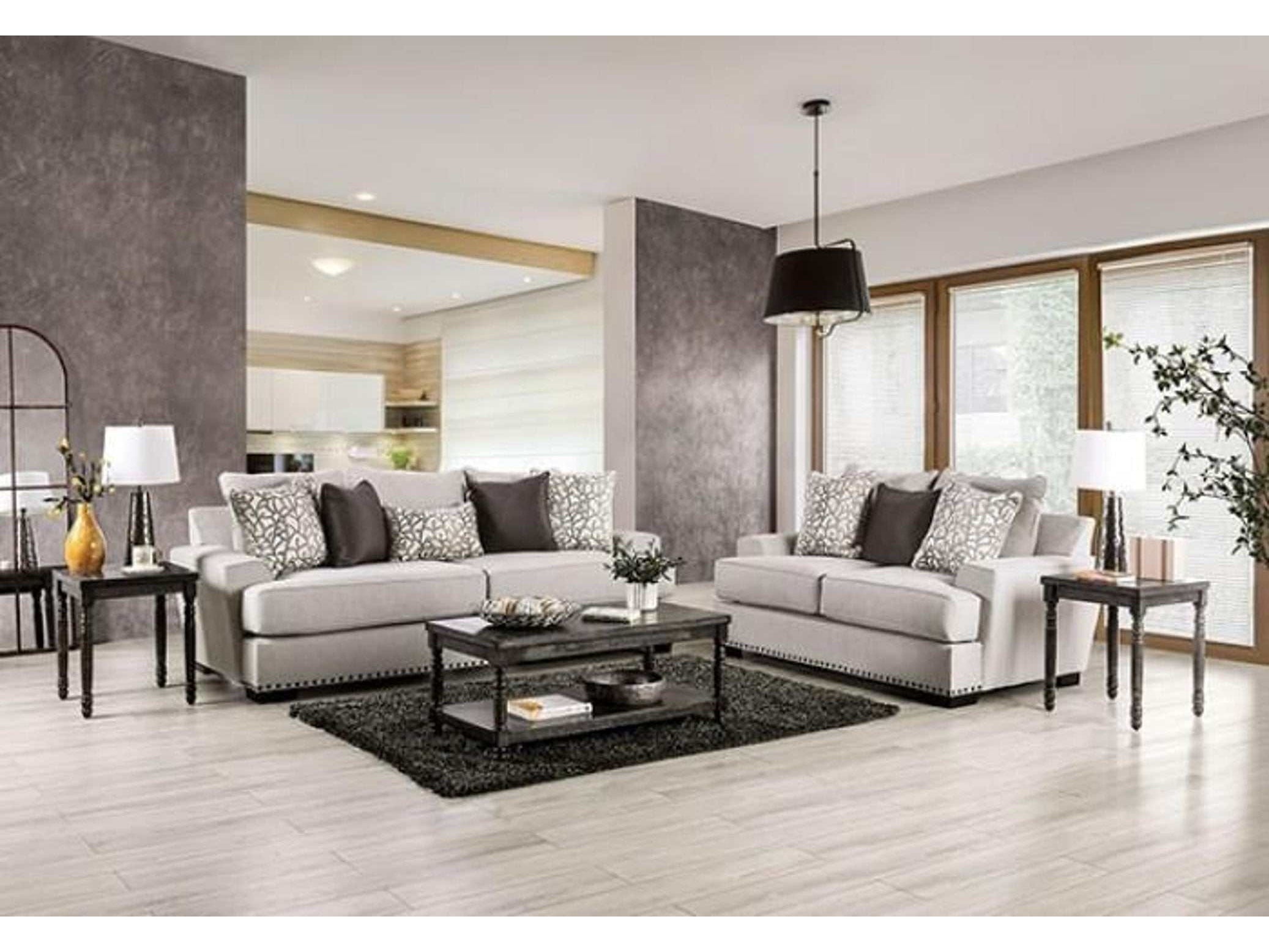 Picotee Light Gray & Charcoal 2pc Living Room Set