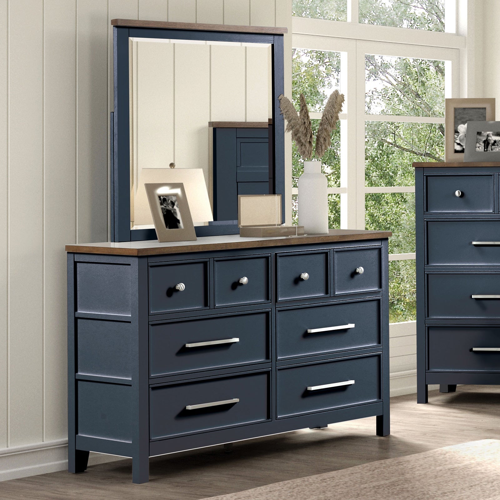 Pinetop Blue/Dark Brown Mirror