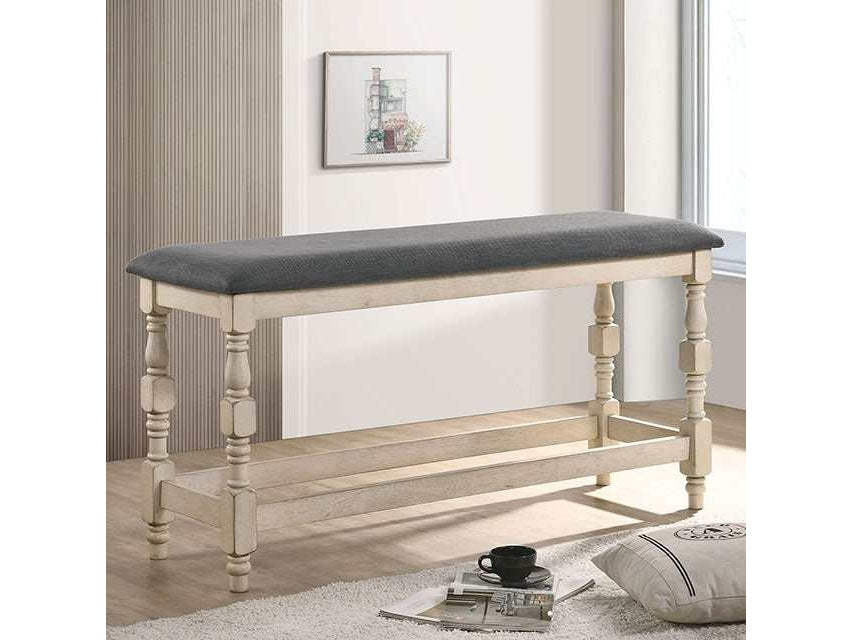 Plymouth Ivory/Dark Gray Counter Height Bench