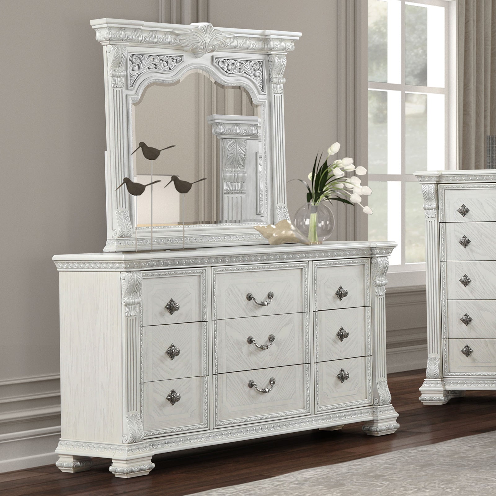 Promenade Wire Brushed White Queen 4 Piece Bedroom Set