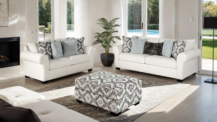 Queensbury White Ottoman
