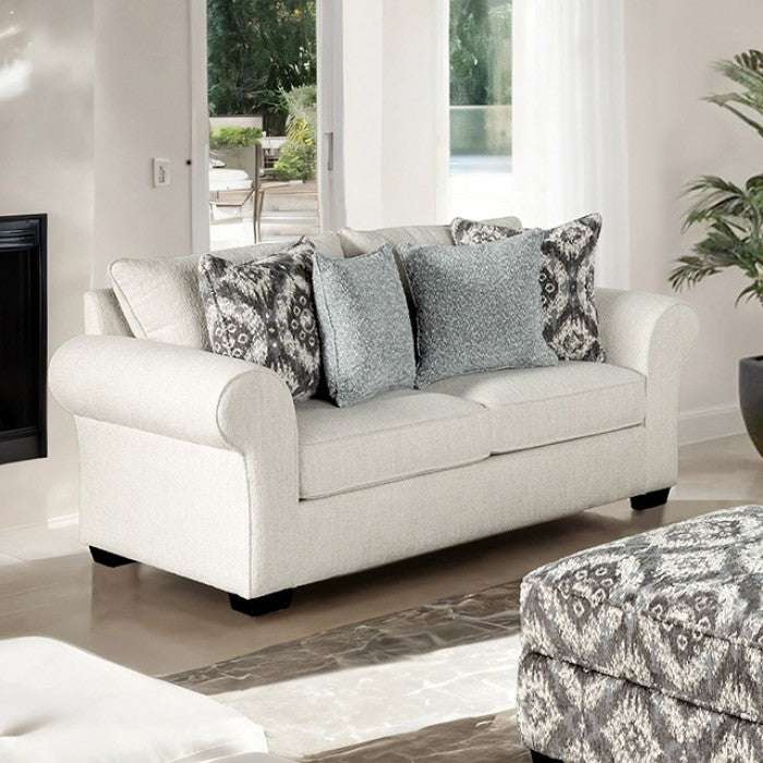 Queensbury White Upholstery Living Room Set
