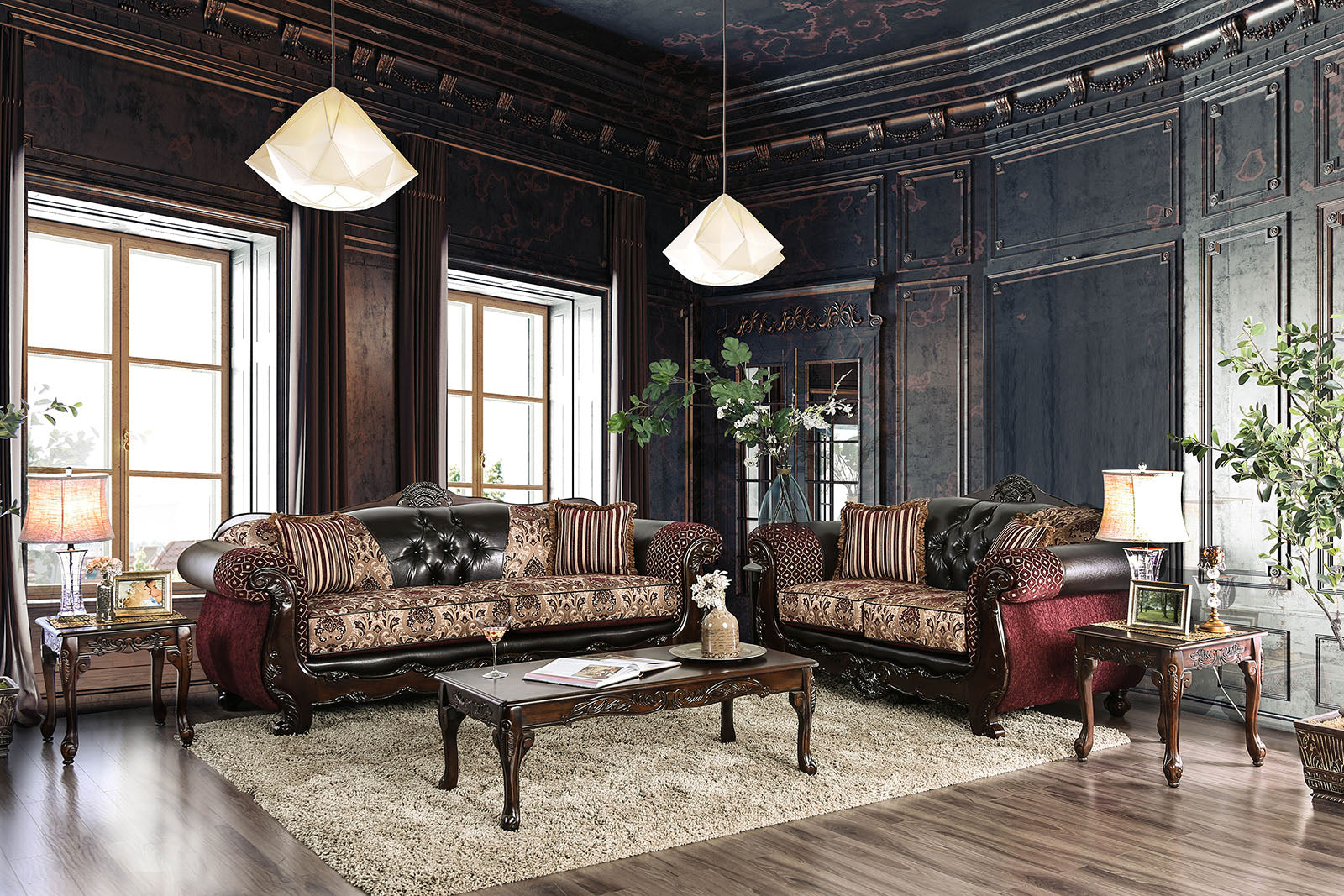 Quirino Burgundy/Dark Brown Loveseat