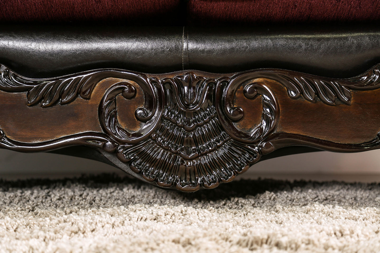 Quirino Burgundy/Dark Brown Sofa & Loveseat