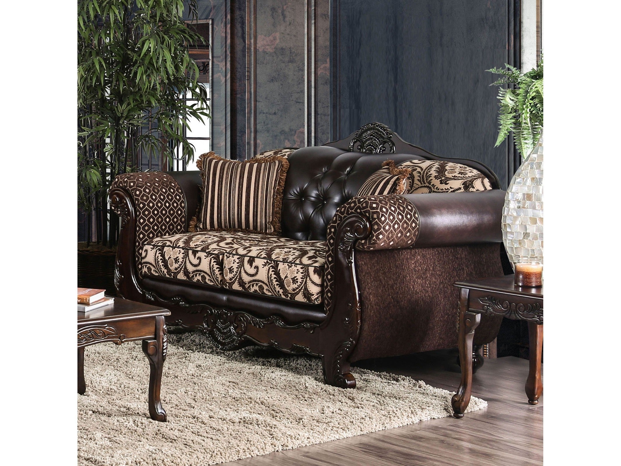 Quirino Light Brown/Dark Brown Loveseat