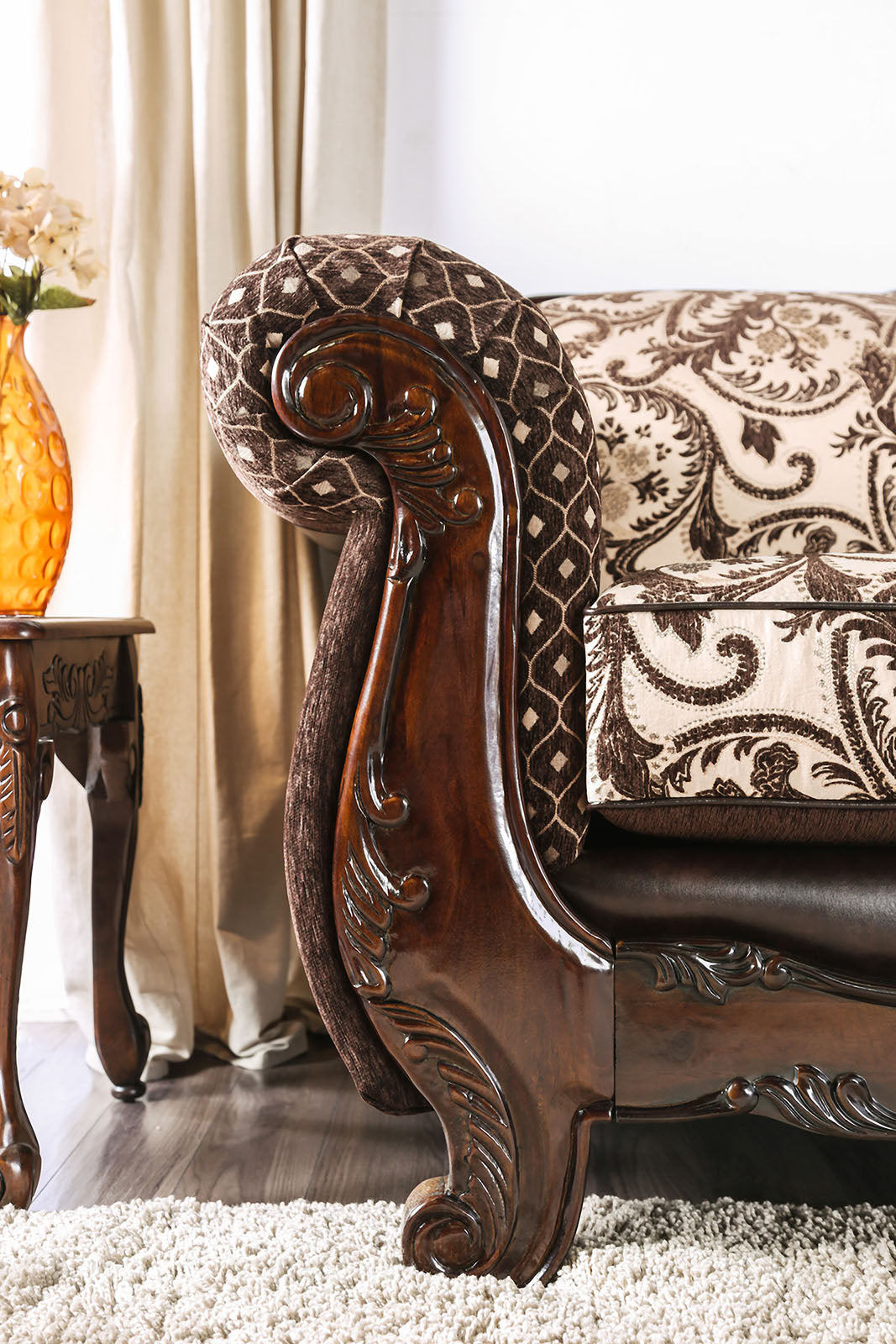 Quirino Light Brown/Dark Brown Sofa & Loveseat