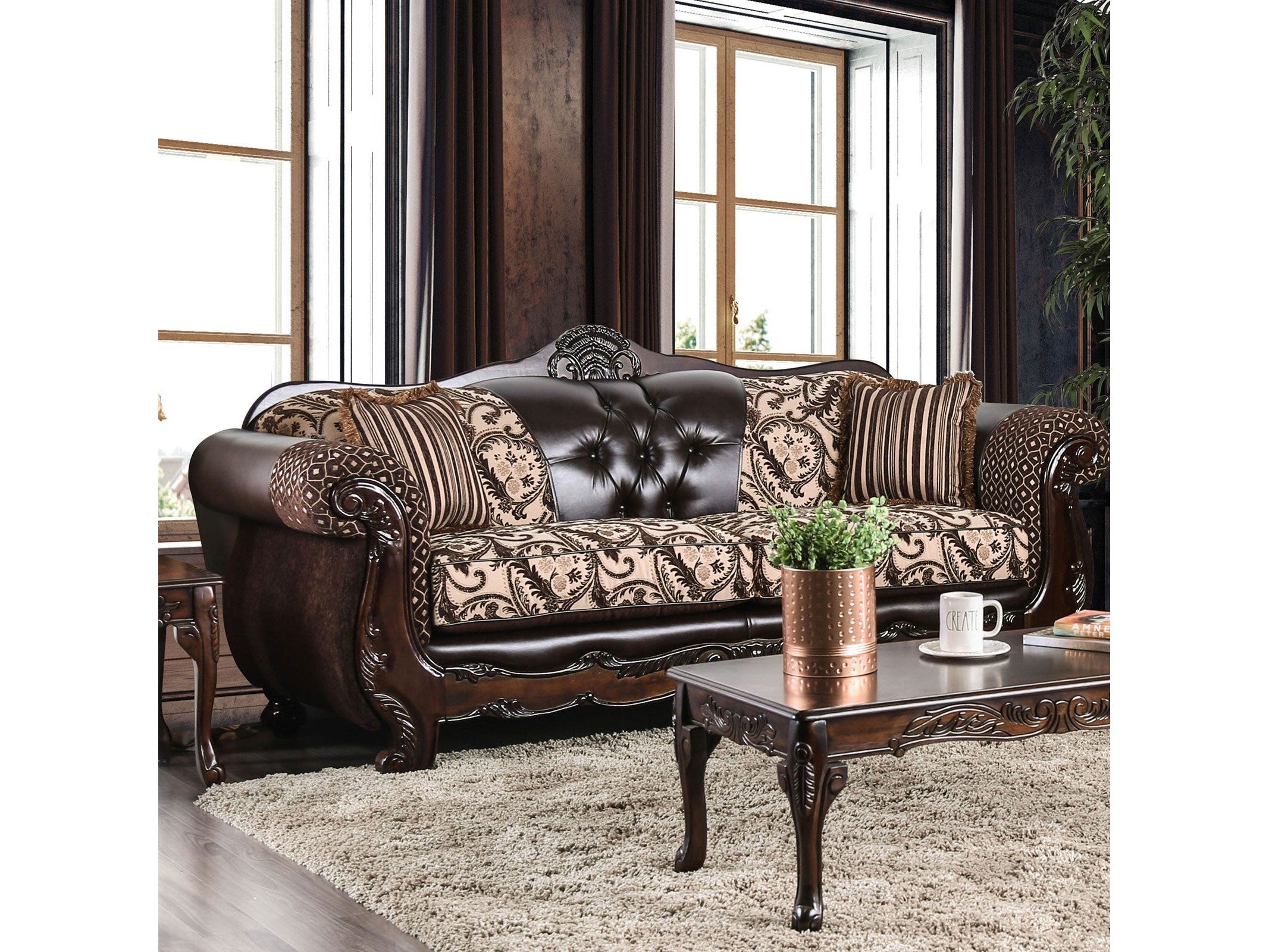 Quirino Light Brown/Dark Brown Sofa