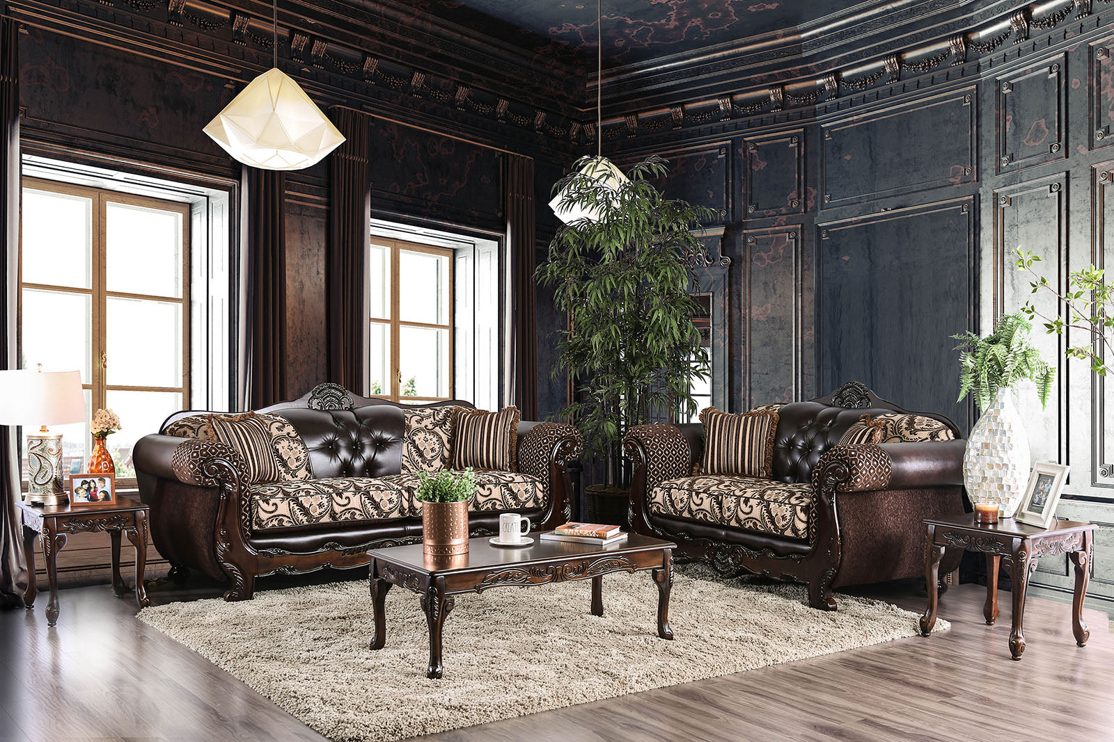 Quirino Light Brown/Dark Brown Sofa