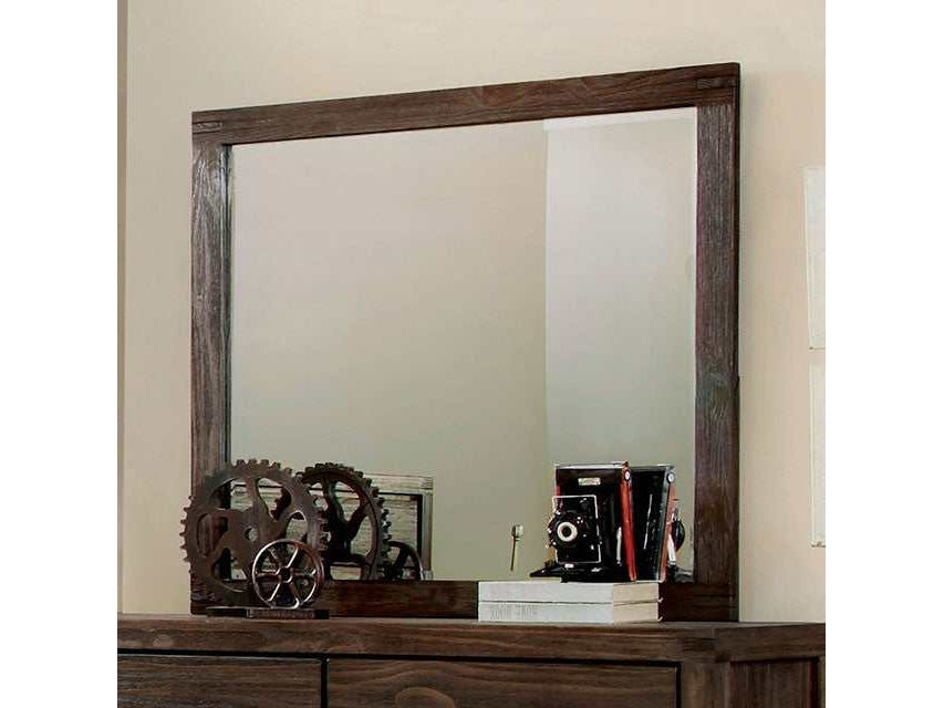 Rexburg Wire-Brushed Rustic Brown Mirror