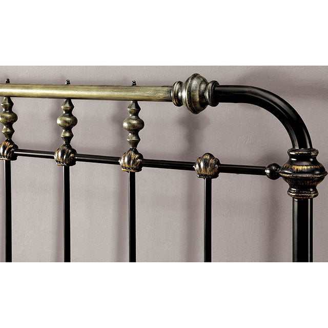 Riana Antique Black Metal Full Bed