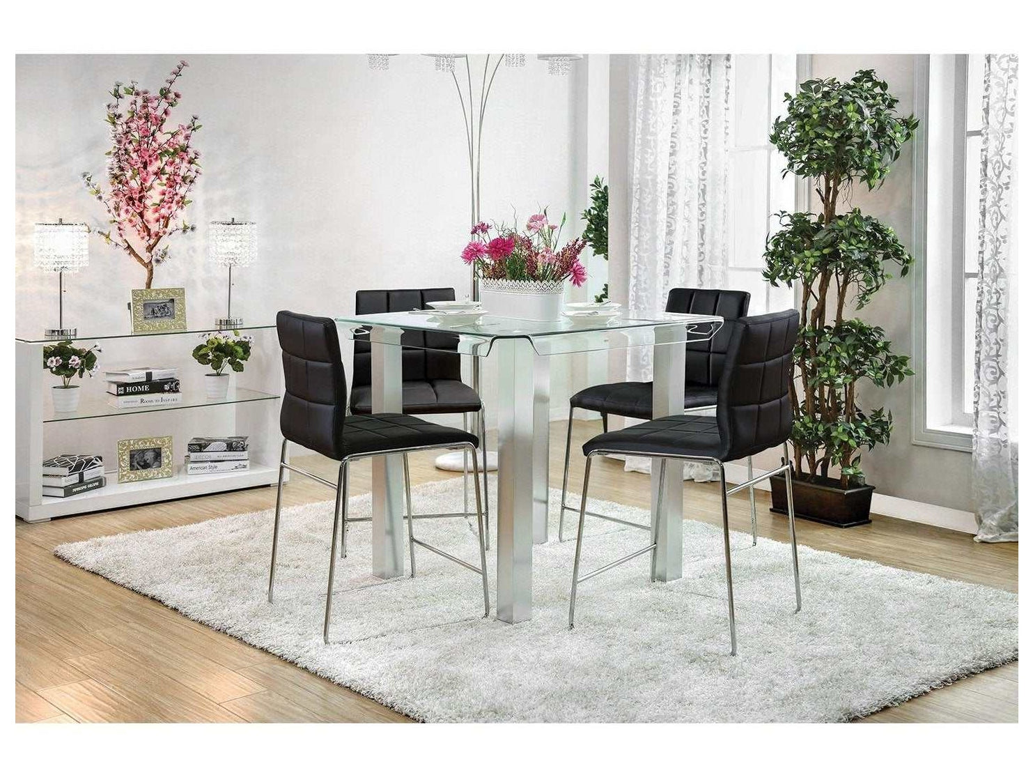 Richfield Black & Chrome 5pc Counter Height Dining Room Set