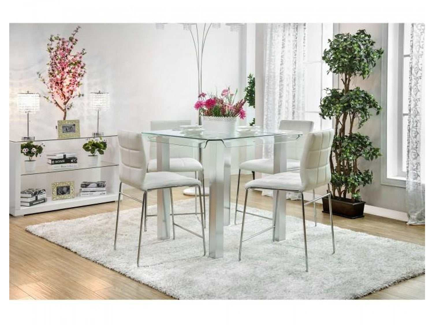 Richfield White & Chrome 5pc Counter Height Dining Room Set