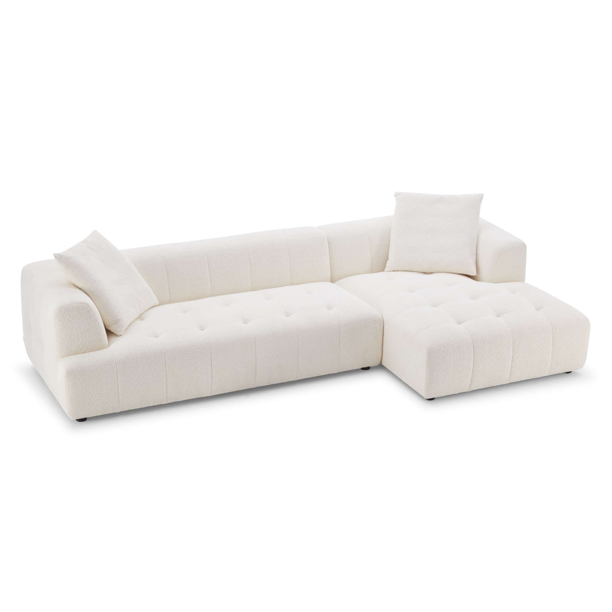 Kaynes Right Sectional Ivory Boucle Sofa