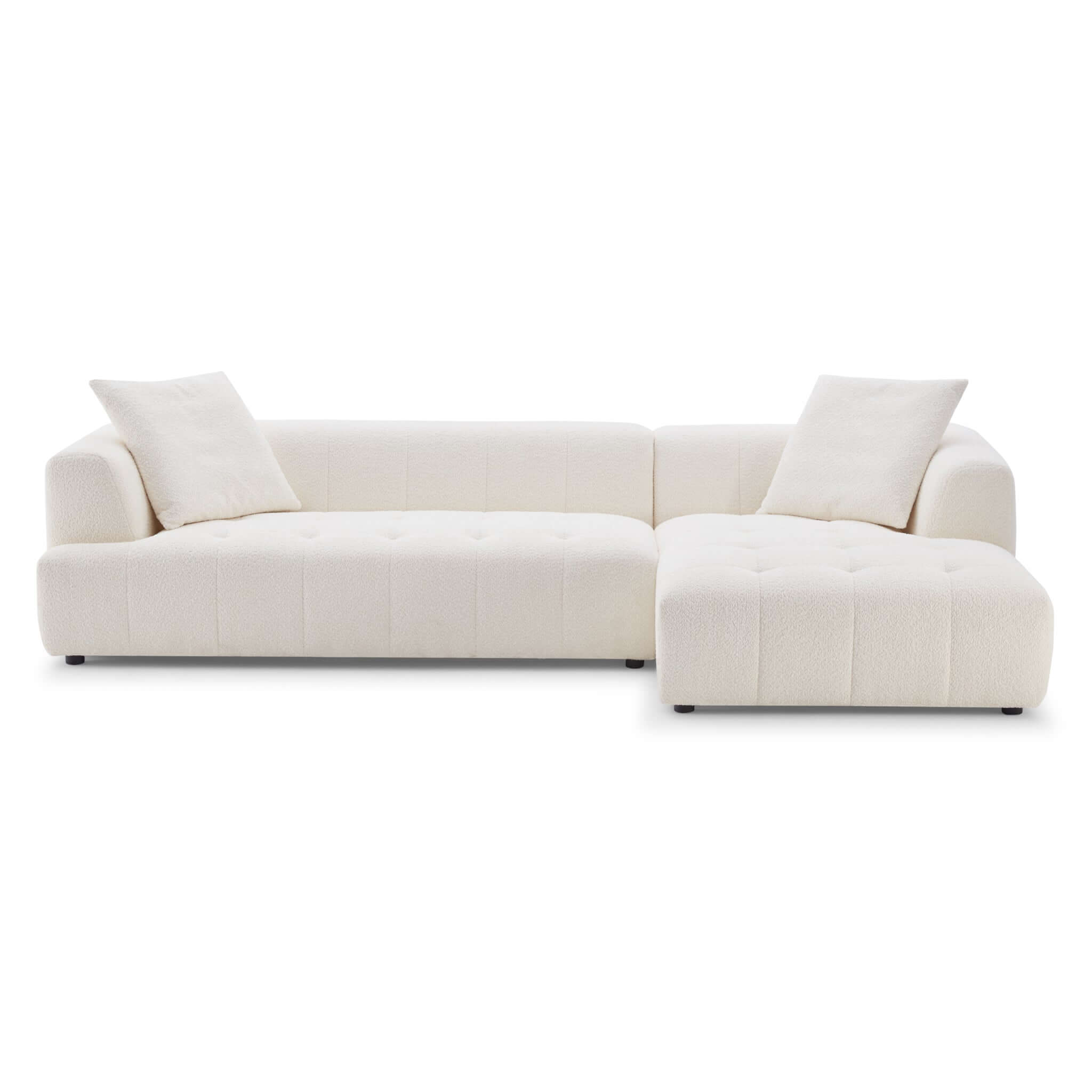 Kaynes Right Sectional Ivory Boucle Sofa