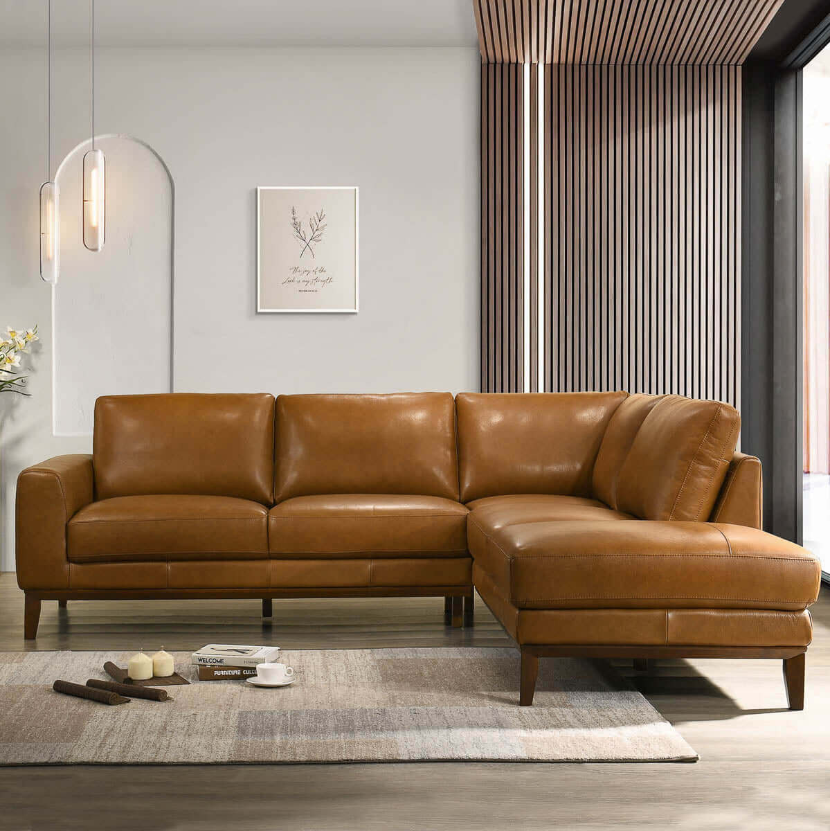 London  Leather Sectional Sofa Right Facing