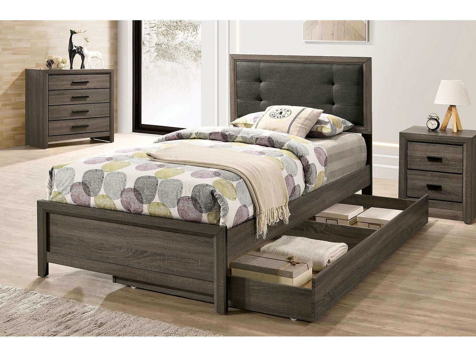 Roanne Gray & Charcoal Full Bed