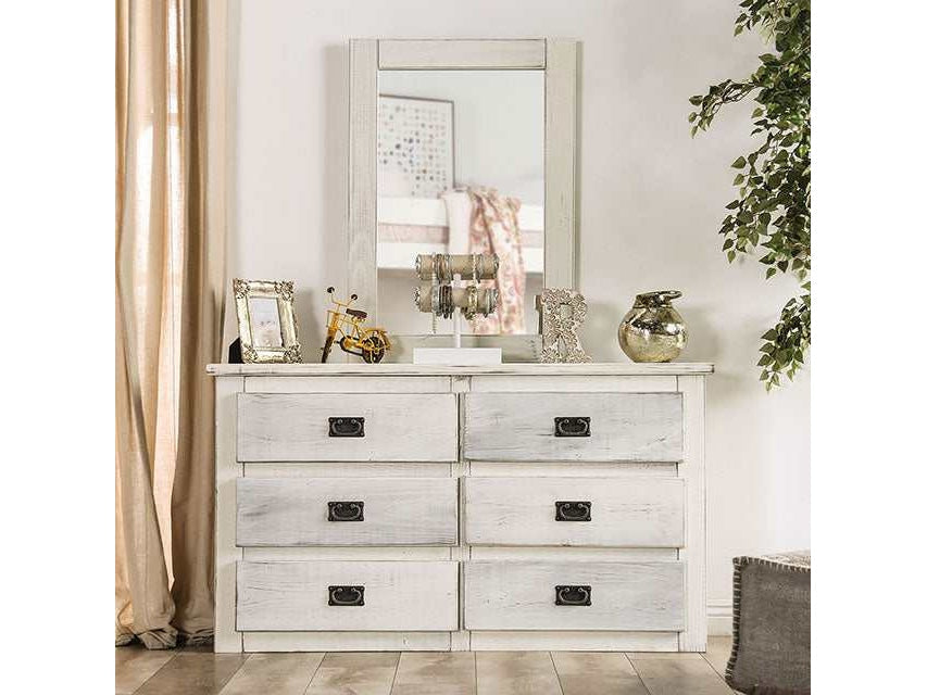 Rockwall Wire-Brushed White Dresser