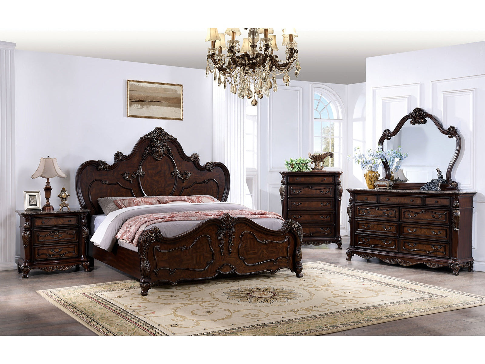 Roselli Dark Cherry 5 Pc. Queen Bedroom Set w/ Chest