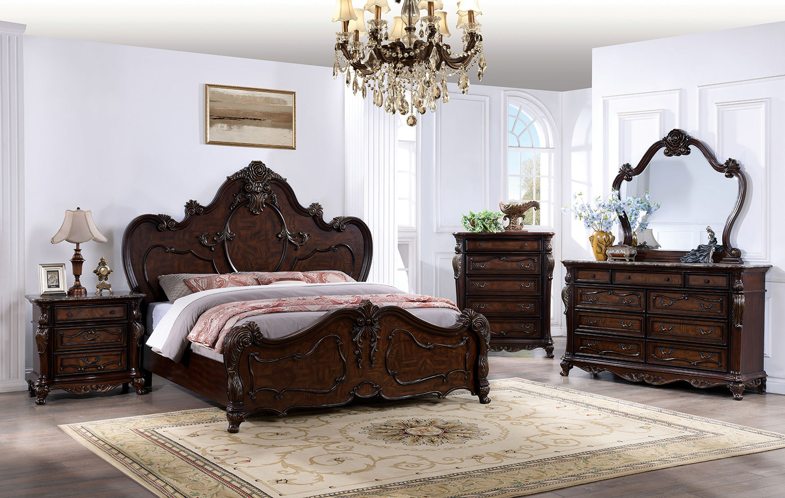 Roselli Dark Cherry Queen Bed