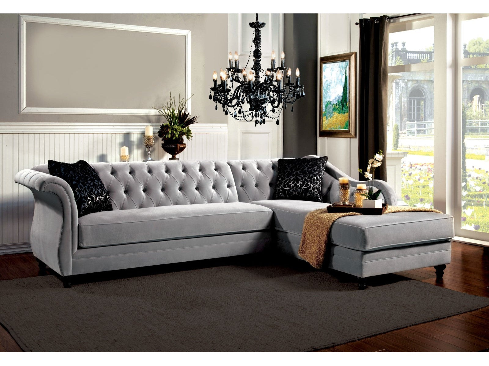 Rotterdam Warm Gray/Black/Silver Sectional