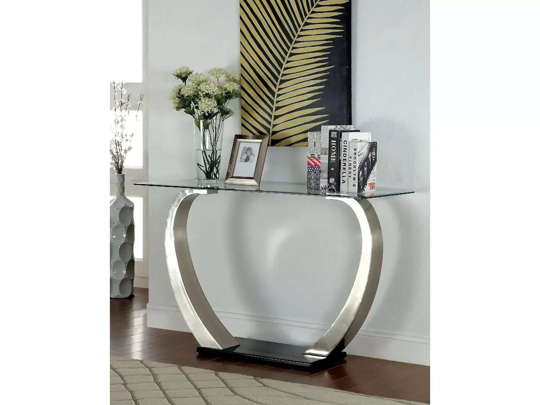 Roxo Satin Plated & Black Sofa Table