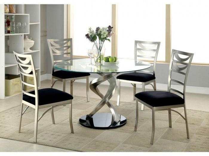 Roxo Silver & Black 5pc Dining Set