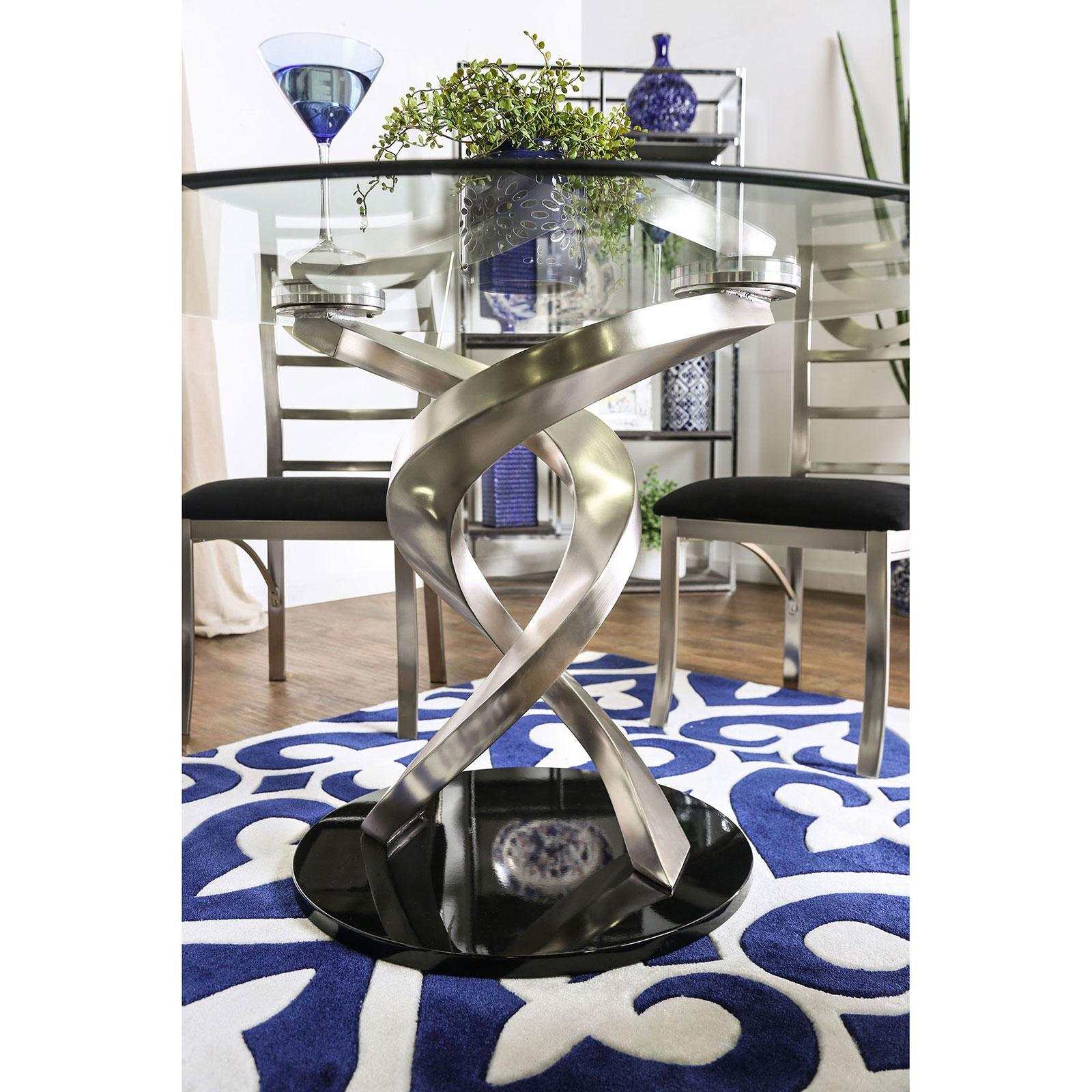 Roxo Silver & Black 5pc Dining Set