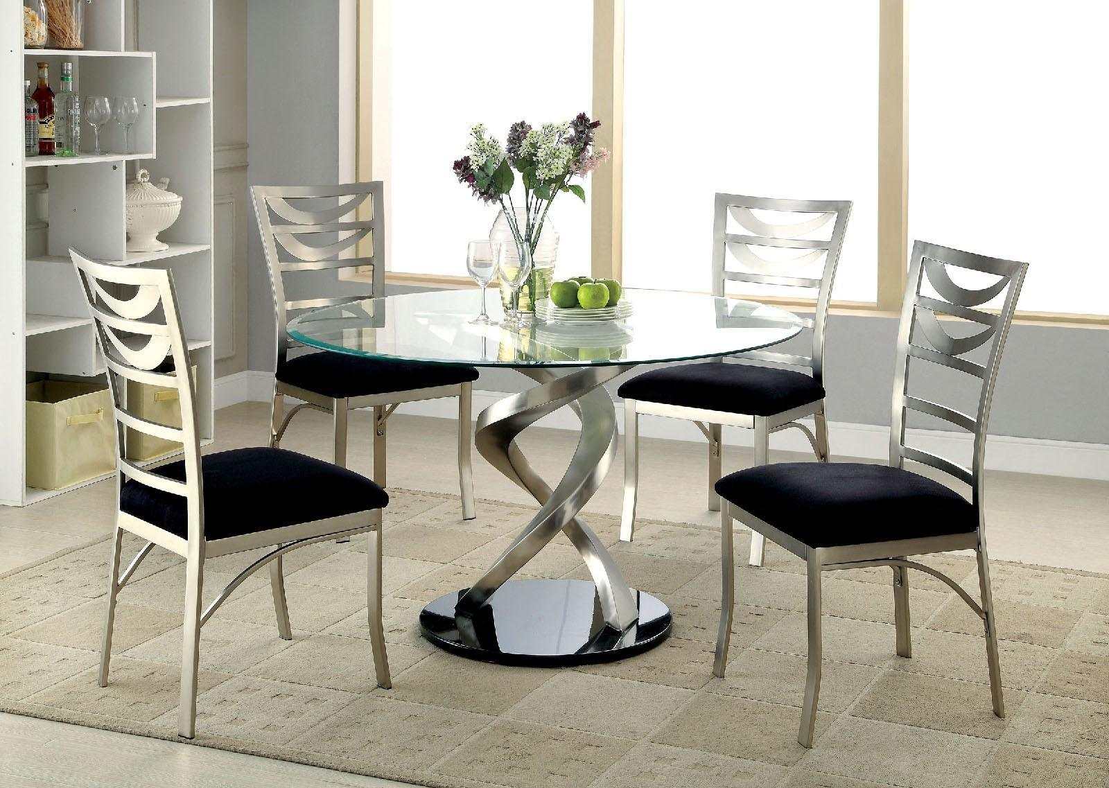 Roxo Silver & Black 5pc Dining Set