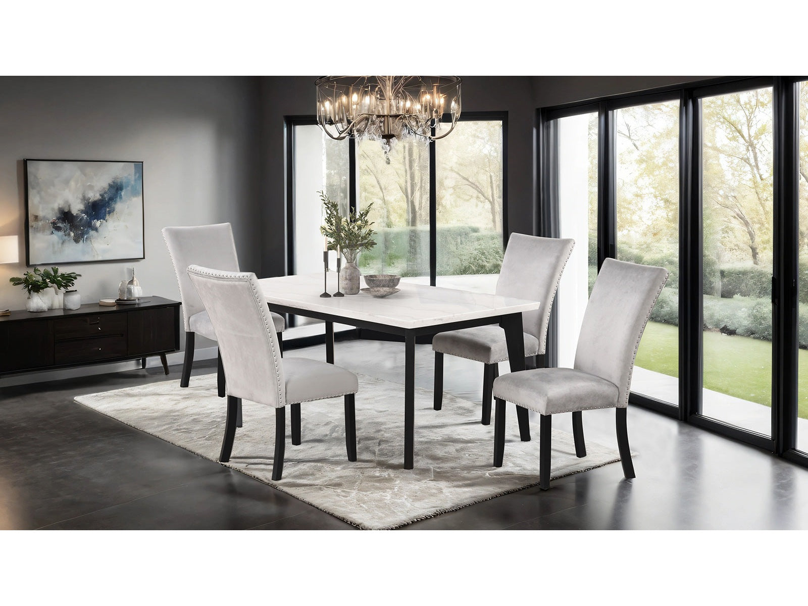 Sabro Black/White Rectangular Dining Table