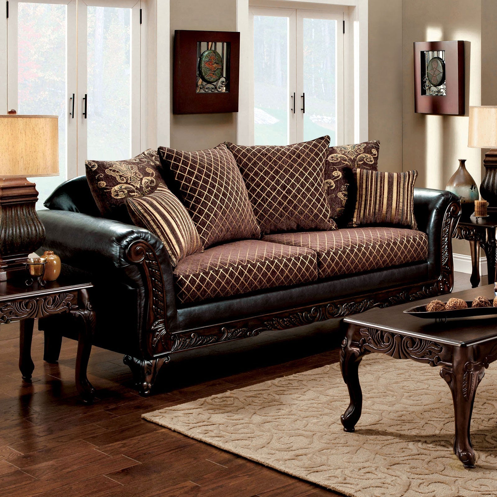 San Roque Brown/Espresso/Dark Cherry Sofa & Loveseat