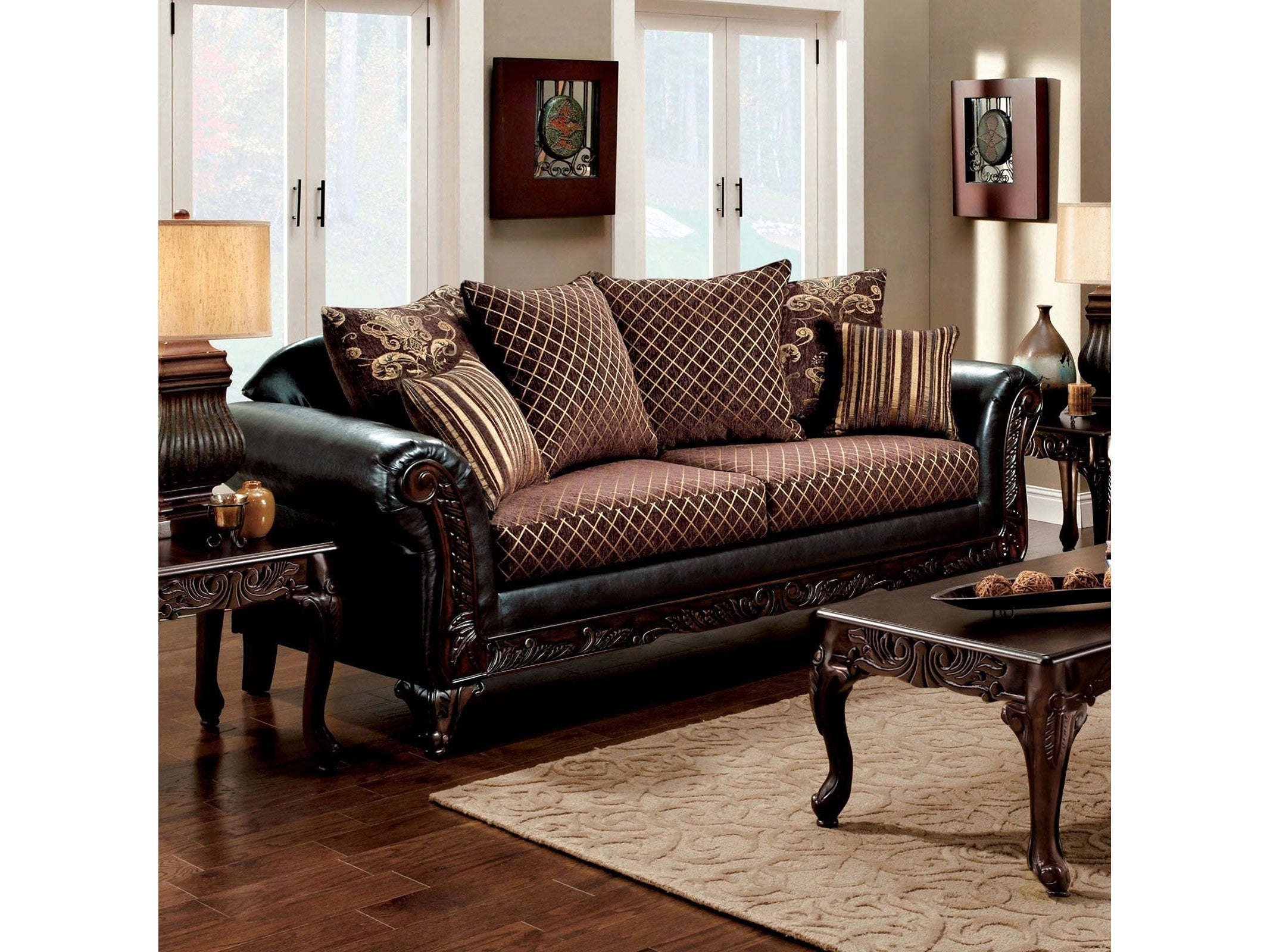 San Roque Brown/Espresso/Dark Cherry Sofa